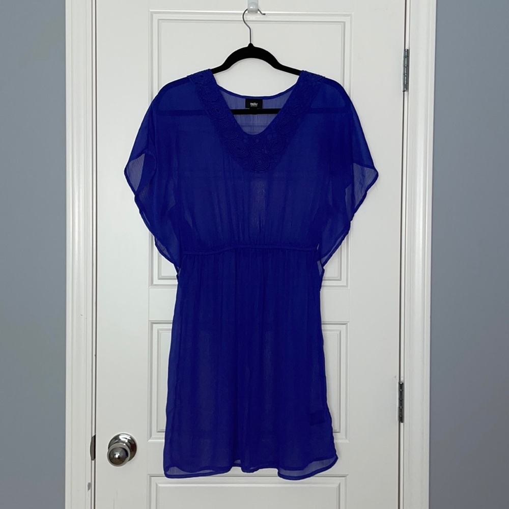 Blue chiffon overlay dress - NO liner 😩